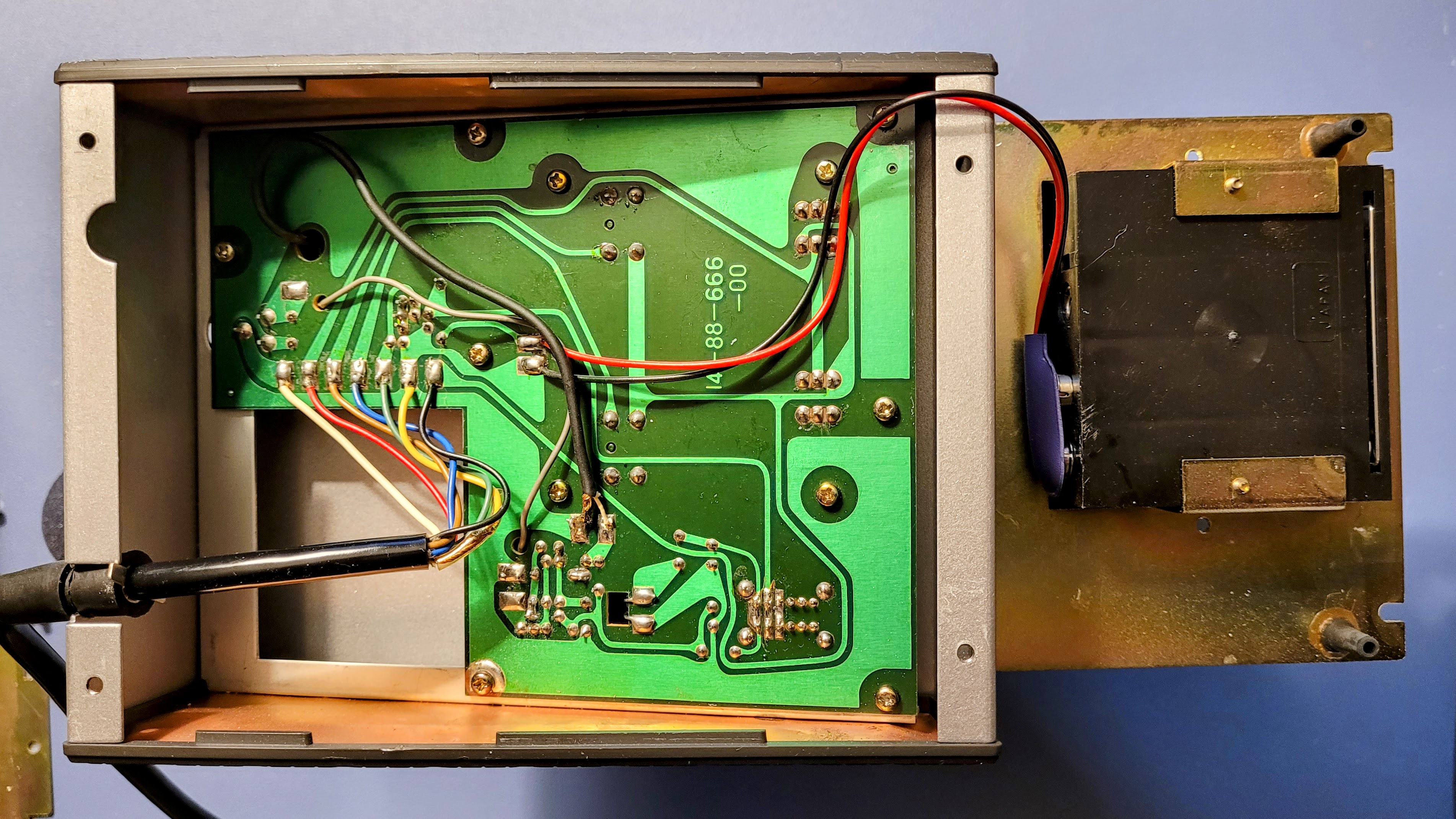 Inside the base of the Kenwood MC-80 microphone